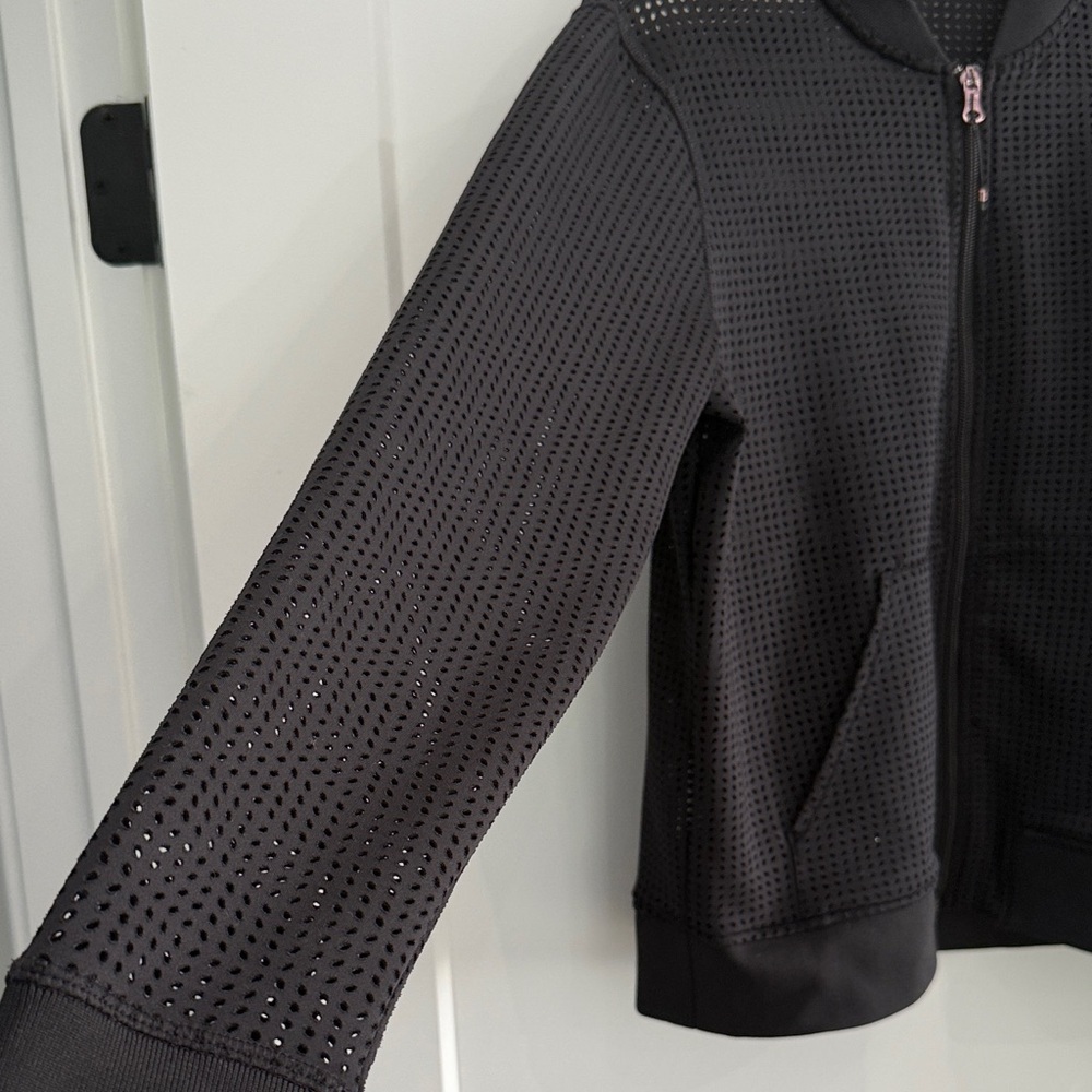 CALIA by Carrie Underwood Perforated Black Bomber Jacket - Picture 3 of 4